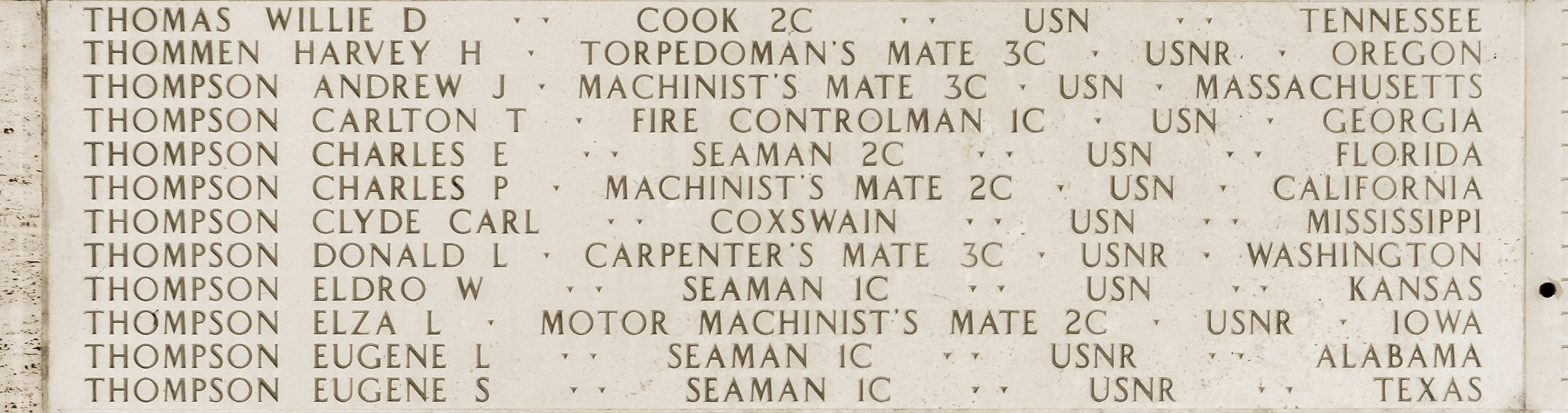 Carlton T. Thompson, Fire Controlman First Class